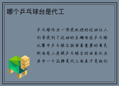 哪个乒乓球台是代工